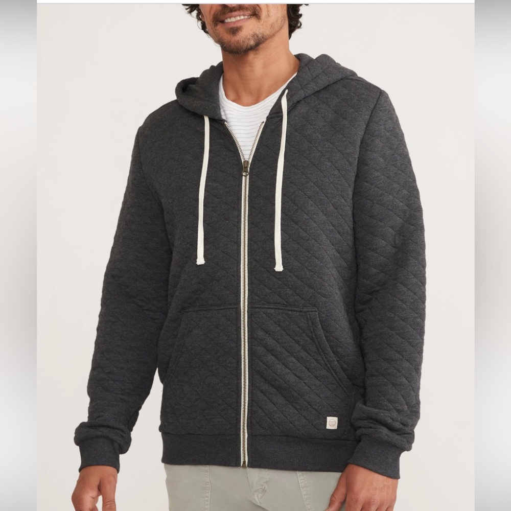 Men's Corbet Quilted Full Zip Hoodie in Dark Heather Grey small